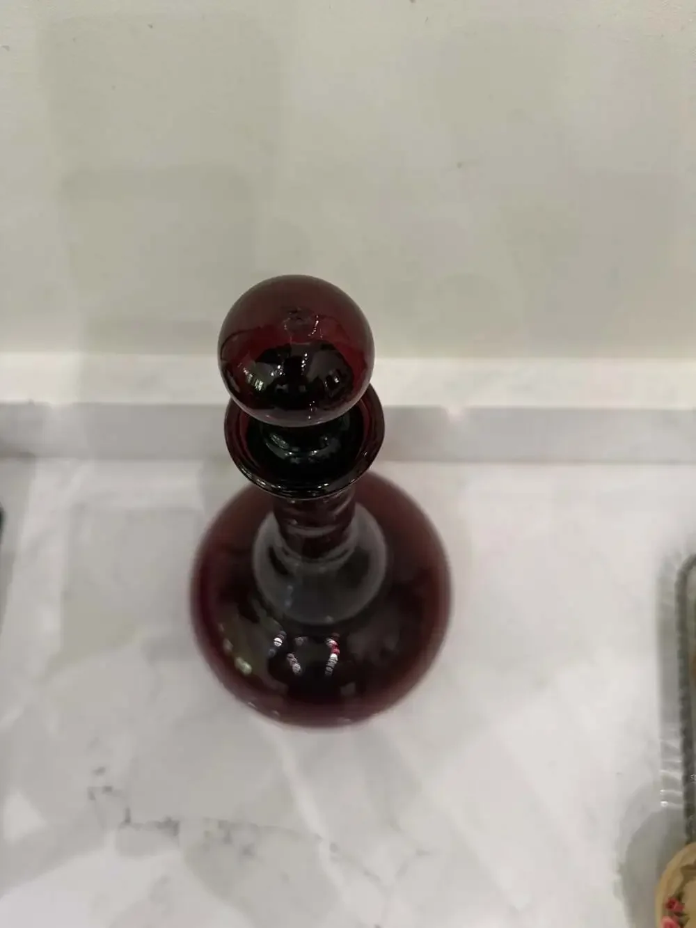 Vintage Mid-Century Handblown Amethyst Purple Glass Decanter with Stopper